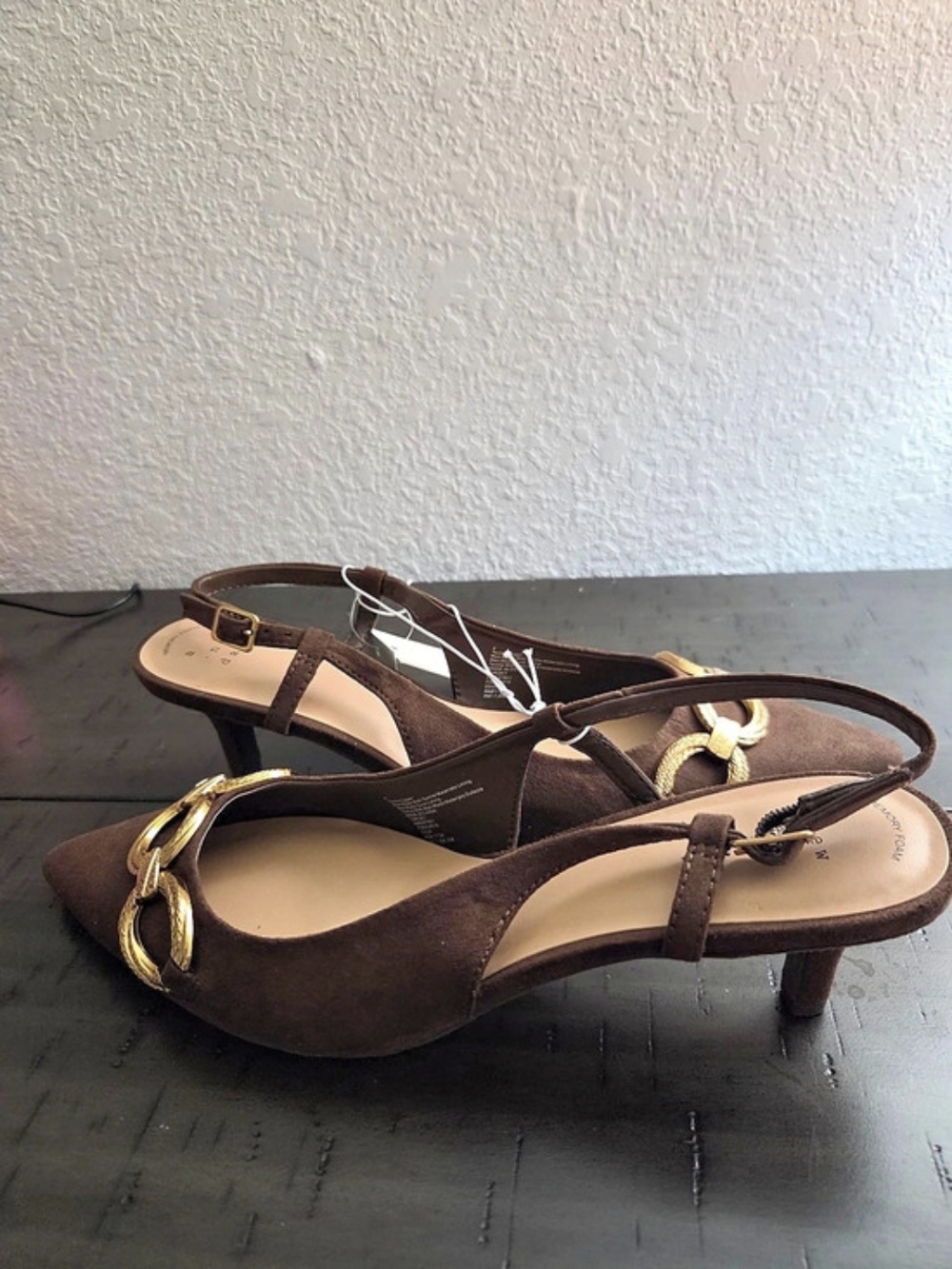 A New Day Tabitha Slingback Heels Brown US 9